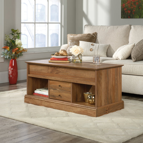 Union Rustic Schuh Lift Top Floor Shelf Coffee Table with Storage